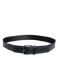 Black Blue Polyester Printed Metal Buckle Belt