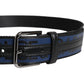 Black Blue Polyester Printed Metal Buckle Belt