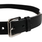 Black White Printed Metal Logo Buckle Belt