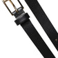 Black Calfskin Classic Metal Logo Buckle Belt