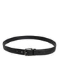 Black Calf Leather Classic Metal Buckle Belt