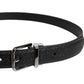 Black Calf Leather Classic Metal Buckle Belt