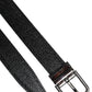 Black Calf Leather Classic Metal Buckle Belt