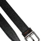 Black Calf Leather Classic Metal Buckle Belt