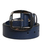 Blue Calf Leather Classic Metal Buckle Belt