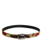 Gold Floral Jacquard Leather Metal Buckle Belt
