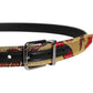 Gold Floral Jacquard Leather Metal Buckle Belt