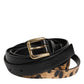 Black Leopard Classic Gold Metal Buckle Belt