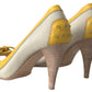 Yellow Off White Peep Toe Heels Pumps Shoes
