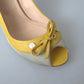 Yellow Off White Peep Toe Heels Pumps Shoes