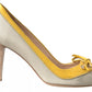Yellow Off White Peep Toe Heels Pumps Shoes