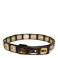 Dark Brown Leather Gold Rotating Buckle Belt