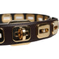 Dark Brown Leather Gold Rotating Buckle Belt