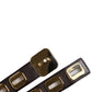 Dark Brown Leather Gold Rotating Buckle Belt