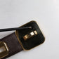 Dark Brown Leather Gold Rotating Buckle Belt