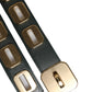 Green Leather Gold Tone Rotating Buckle Belt