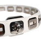White Leather Gold Tone Rotating Buckle Belt