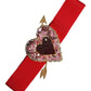 Red Stretch Wide Waist Heart Embellished Belt