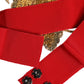 Red Stretch Wide Waist Heart Embellished Belt
