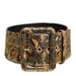 Gold Spotted Jacquard Fabric Wide Waist Belt