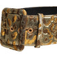 Gold Spotted Jacquard Fabric Wide Waist Belt