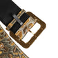 Gold Spotted Jacquard Fabric Wide Waist Belt