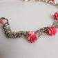Pink Embelished Roses Textured Leather Belt