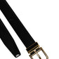 Black Leather Gold Metal Waist Buckle Belt