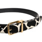 Brown White Pony Leather Metal Buckle Belt