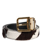 Black White Pony Leather Waist Buckle Belt