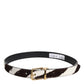 Black White Pony Leather Waist Buckle Belt