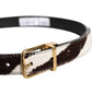 Black White Pony Leather Waist Buckle Belt