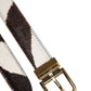 Black White Pony Leather Waist Buckle Belt