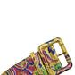 Multicolor Floral Jacquard Wide Waist Belt