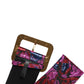 Multicolor Floral Jacquard Lurex Wide Waist Buckle Belt
