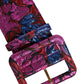 Multicolor Floral Jacquard Lurex Wide Waist Buckle Belt