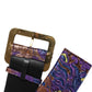 Multicolor Floral Jacquard Lurex Wide Waist Buckle Belt