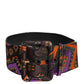 Multicolor Floral Jacquard Lurex Wide Waist Buckle Belt