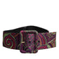 Multicolor Floral Jacquard Wide Waist Belt