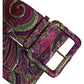 Multicolor Floral Jacquard Wide Waist Belt