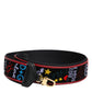 Black Cotton Printed Bag Shoulder Strap
