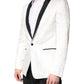 White Black Single Breasted Coat Blazer Suit