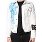 White Graffiti Cotton Stretch Denim Jacket