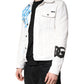White Graffiti Cotton Stretch Denim Jacket