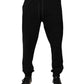 Black Cotton Mid Waist Jogger Sweatpants Pants