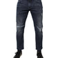 Blue Cotton Stretch Skinny Men Denim Jeans