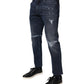 Blue Cotton Stretch Skinny Men Denim Jeans