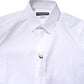 White Cotton Stretch GOLD Dress Formal Shirt