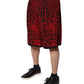 Red Leopard Print Viscose Bermuda Shorts