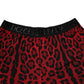 Red Leopard Print Viscose Bermuda Shorts